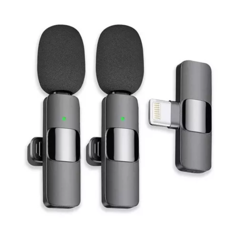 Microfono Inalambrico K9 de Solapa Dual Para Celulares iPhone O Tipo C 2 En 1