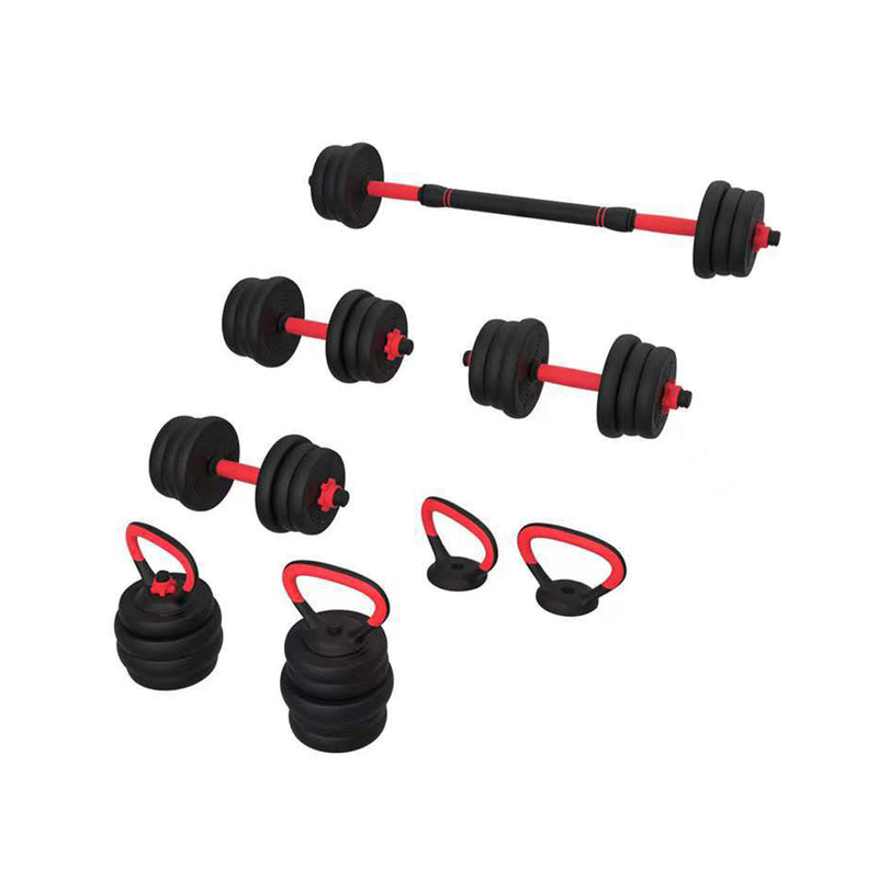 Set Pesas 30kg Convertible A Barra Y Pesa Rusa Mancuernas
