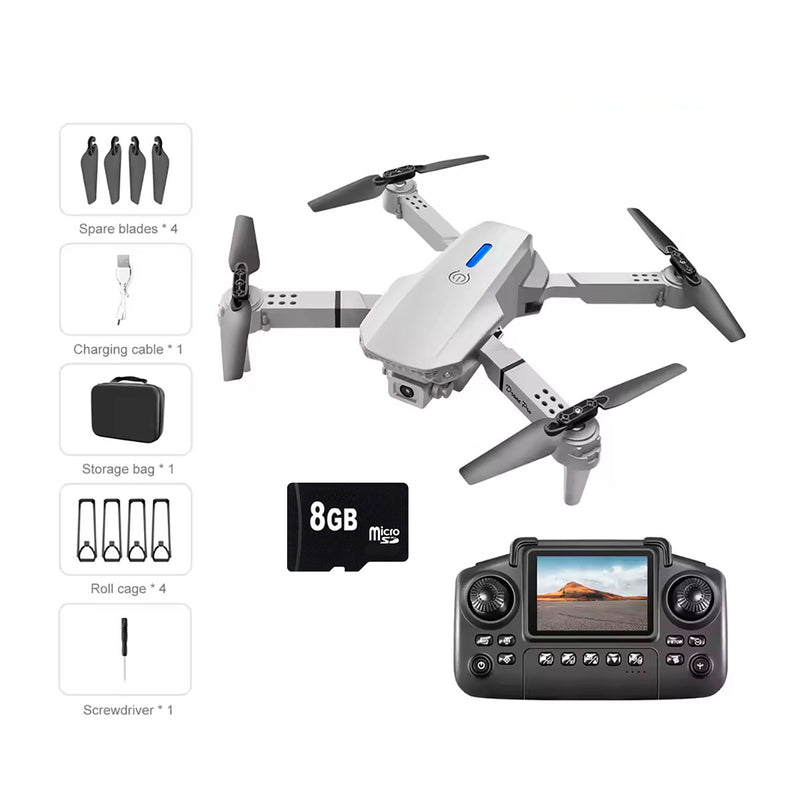 Drone E88 Con Pantalla Control Remoto + WiFi Doble Camara + Estuche