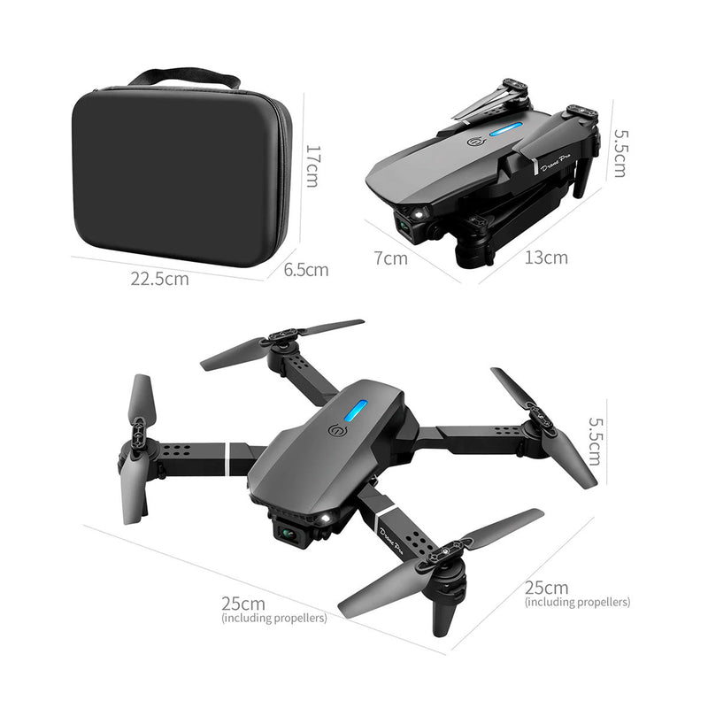 Drone E88 Con Pantalla Control Remoto + WiFi Doble Camara + Estuche