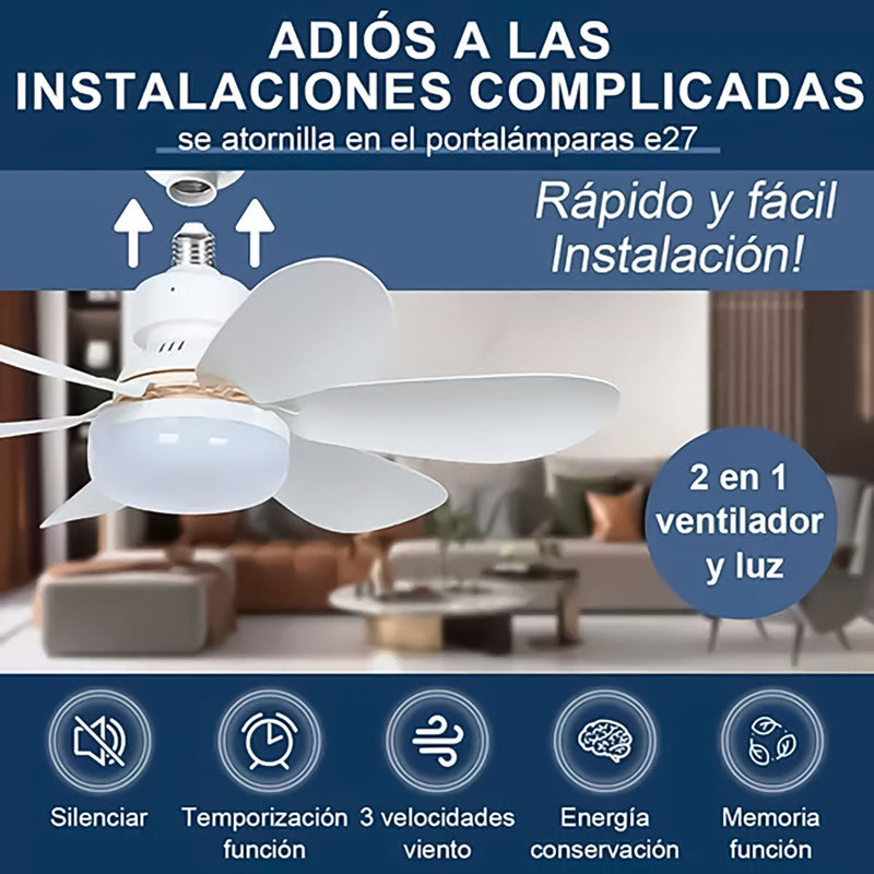 Foco LED Ventilador de Techo Control Remoto Luz Cálida Fría 40W 3 velocidades