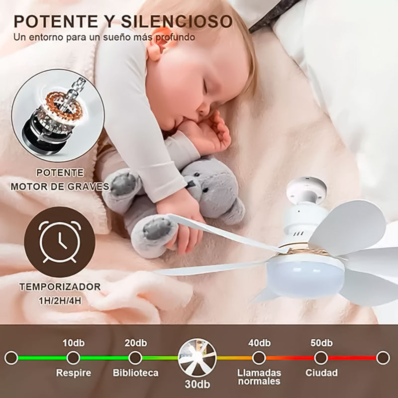 Foco LED Ventilador de Techo Control Remoto Luz Cálida Fría 40W 3 velocidades