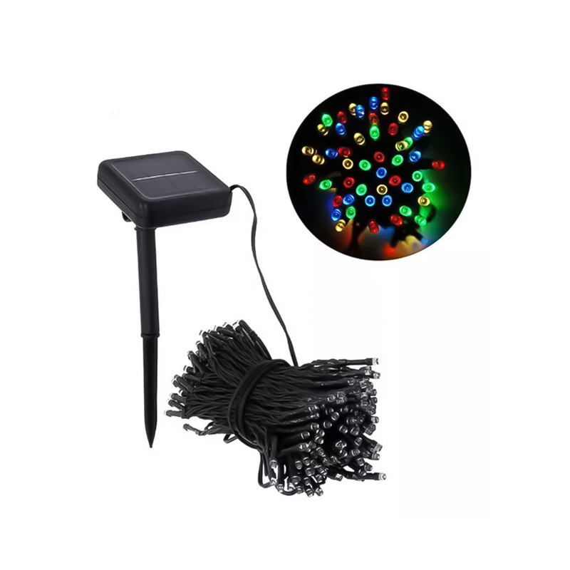 Tira De 200 Luces Led Navideñas Multicolor Panel Solar 20 metros