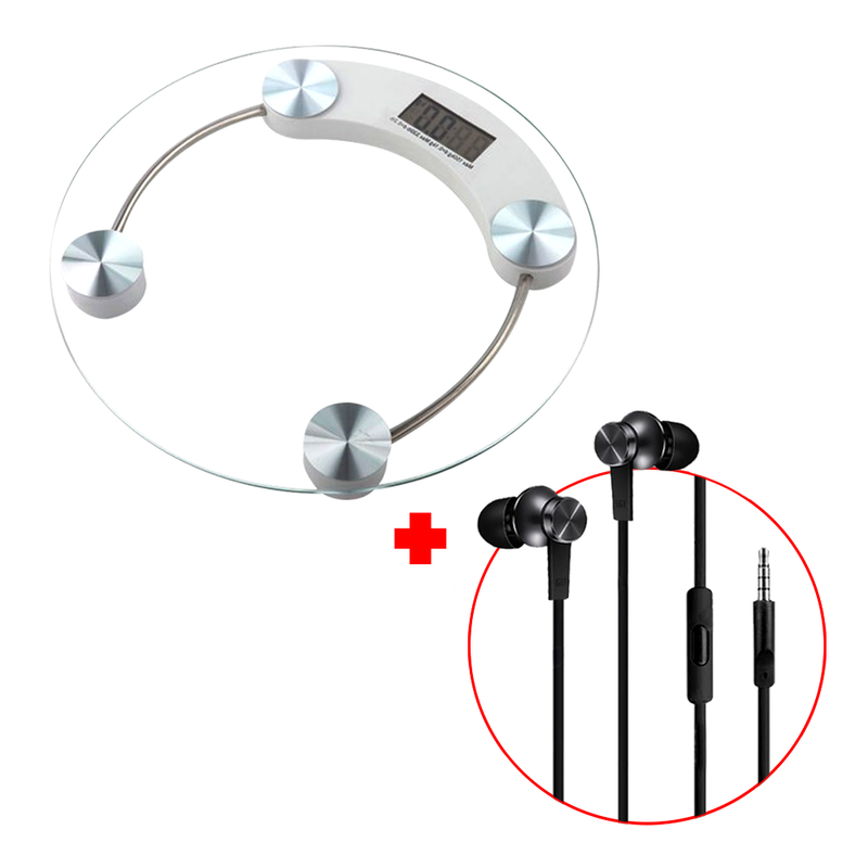 Balanza Digital de Vidrio + Audífono Xiaomi Piston HSEJ03JY