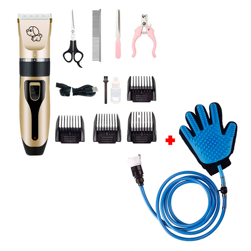 Maquina para Cortar Pelo de Mascota + Guante con Ducha para Baño