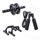 Set deportivo (Incluye: soga, rueda para abdominales, mancuernas para planchas)