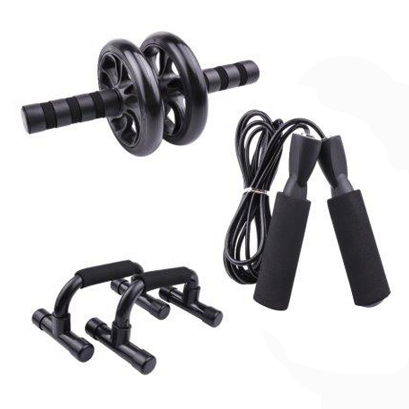 Set deportivo (Incluye: soga, rueda para abdominales, mancuernas para planchas)