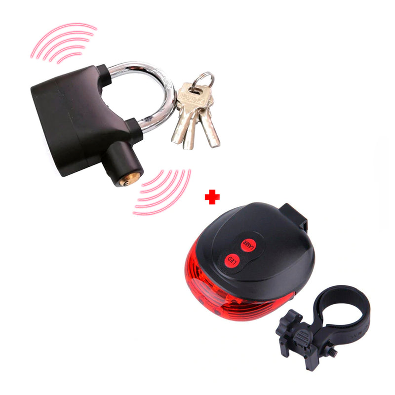 Candado Alarma + Luz Led Trasera con Lasers