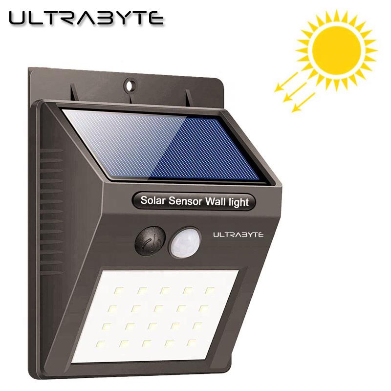 Lampara Solar Ultrabyte con 20 Focos LED + Sensor de Movimiento - Alta Resistencia a Exteriores