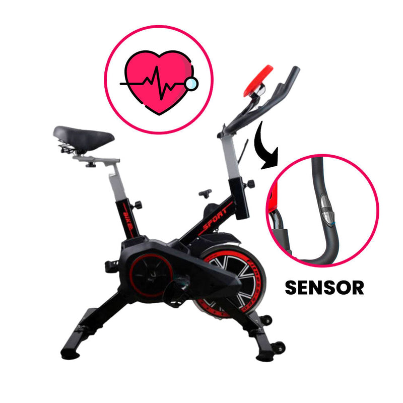 Bicicleta Spinning Estacionaria Pantalla Lcd Soporta 120kg Con Medidor de Ritmo Cardiaco