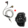 Reloj Dual SKMEI 1155 + Audífono de Doble Bocina