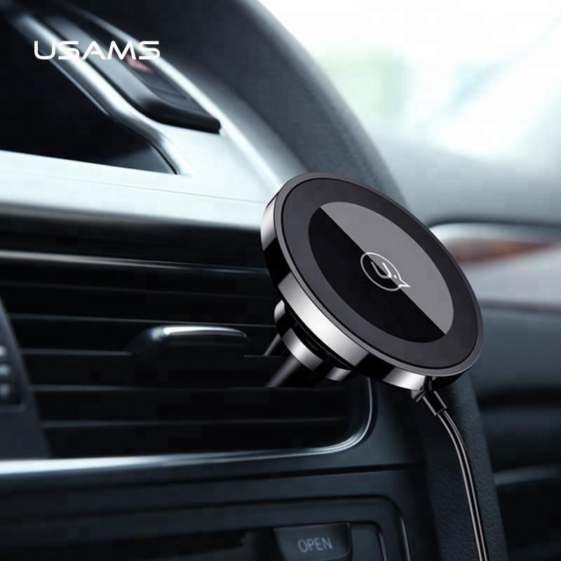 Cargador Inalambrico USAMS  US-CD44 Para Auto 2 en 1 con Holder Magnetico