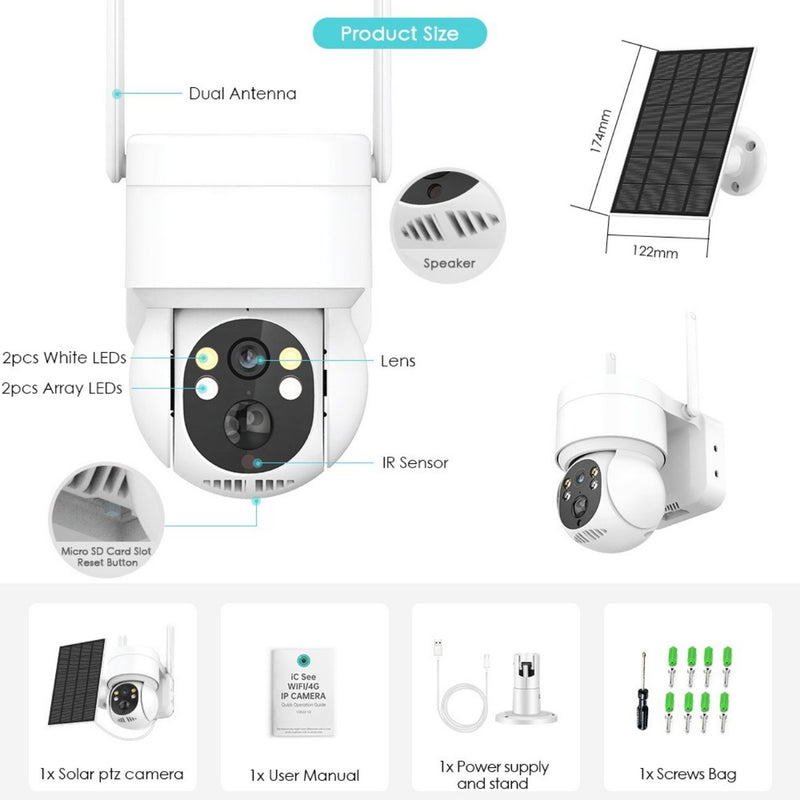 Camara Ip Solar 360º Bateria Recargable Wifi Full Hd Exterior