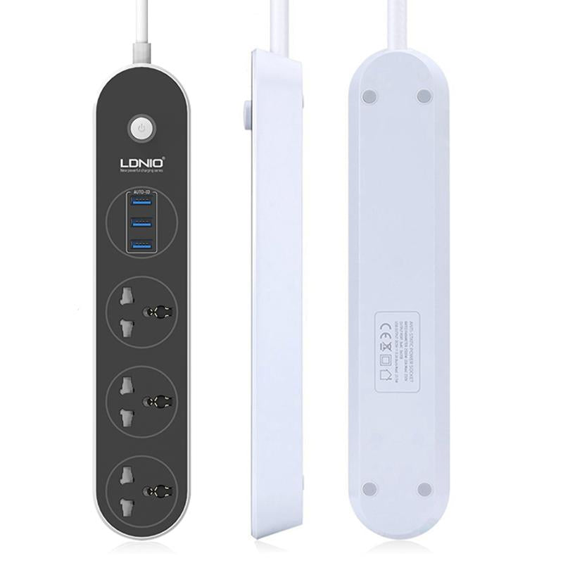 Supresor de Picos  LDNIO SC3301  3 Salidas + 3 Puertps USB Carga Rapida 3.1A