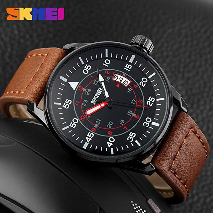 Reloj SKMEI 9113 Analogico de Cuero