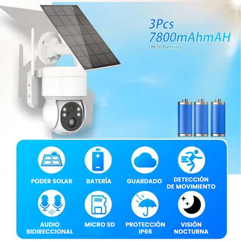 Camara De Seguridad Solar Inalambricas Para Exterior Con Vision Nocturna y  Audio