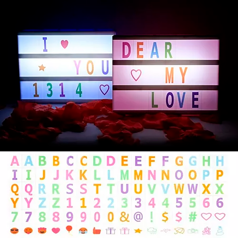 Pizarra Led Letrero Luminoso 96 Letras Cambiables 30 X 23cm