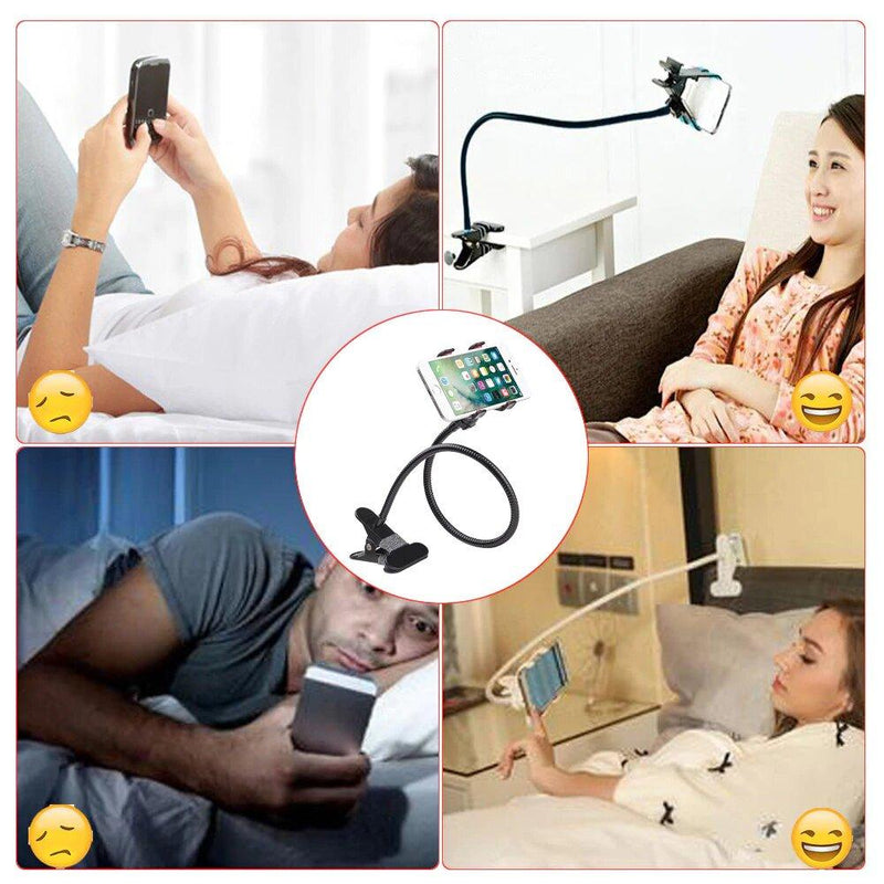 Sujetador Flexible para Celular con Base Metalica  - Ideal para cama o escritorio- Celulares hasta 6"