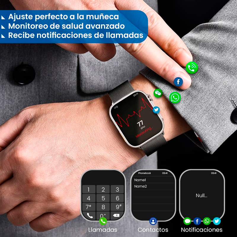Smartwatch S9 Ultra Set 3 Correas Resistencia Acuatica IP67 - Reloj inteligente