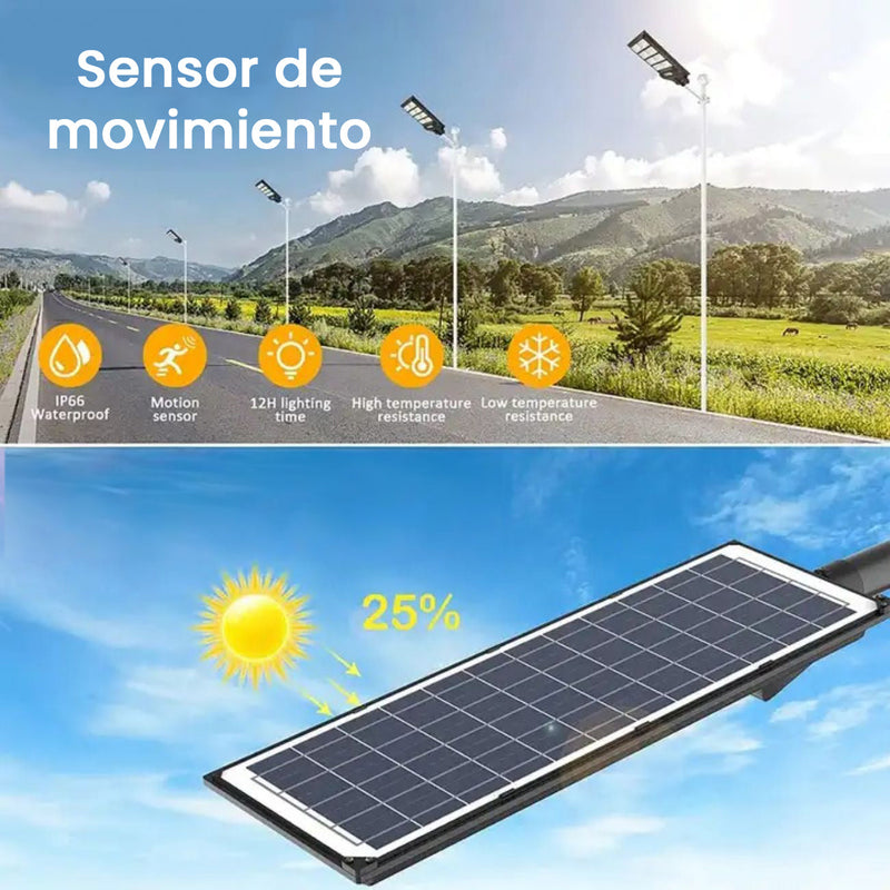 Lampara Poste Solar Alumbrado Publico 200W 600 Leds